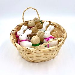 easter bunny set, easter basket with rabbits, easter decor, easter souvenirs, easter gift for mom, daughter, grandmother