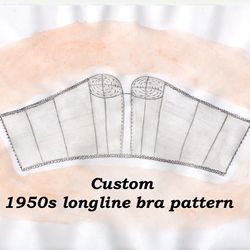 1950s longline bra pattern, strapless longline bra pattern, custom bra pattern, longline bullet bra pattern plus size