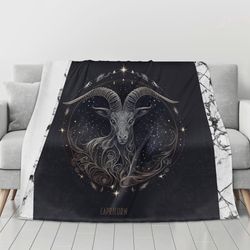 flannel breathable blanket 4 sizes blanket with a zodiac sign print capricorn