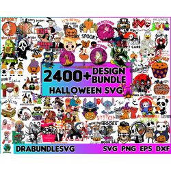 2400 halloween svg files for cricut, halloween designs bundle in 4 formats, horror character, png, digital download, mat