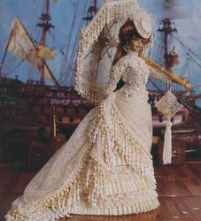 crochet pattern pdf-victorian fashion doll barbie gown crochet vintage pattern-doll dress pattern