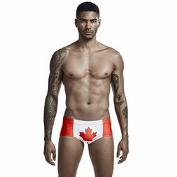 seobean 2pk summer canada flag printed swimwear men's beach board swimming boxers 802