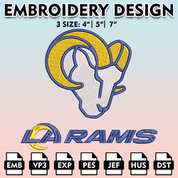 nfl rams embroidery designs, nfl logo embroidery files, los angeles rams, machine embroidery pattern