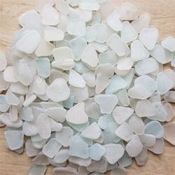 white sea glass for beach art and beach decor