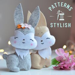 create your own adorable felt bunny with our kawaii sewing pattern - perfect for diy decor