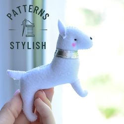 craft your own adorable felt bull terrier with our kawaii sewing pattern - the perfect diy decor for dog lovers