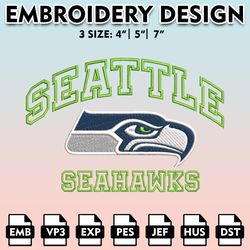 nfl seahawks embroidery designs, nfl logo embroidery files, seattle seahawks, machine embroidery pattern