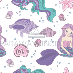 mermaid passion princess seamless pattern vector illustration