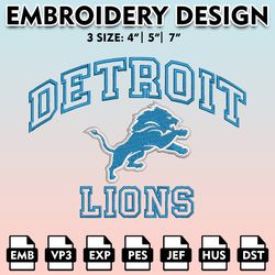 nfl lions embroidery designs, nfl logo embroidery files, detroit lions, machine embroidery pattern, digital download