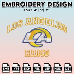 nfl rams embroidery designs, nfl logo embroidery files, los angeles rams, machine embroidery pattern