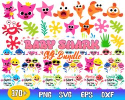 baby shark bundle svg, baby shark party svg, baby shark family svg, png dxf eps file