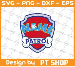 custom name patrol logo, personalized name patrol clipart, cut file, patrol invite, print, dxf, svg