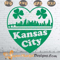 heart kansas city st. patrick's skyline shamrock svg png dxf eps