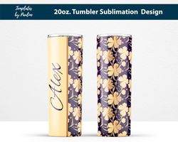 seamless watercolor clover text tumbler wrap