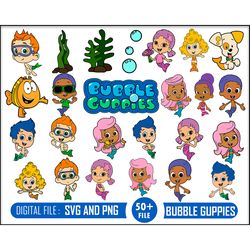 50 bubble guppies svg, bubble guppies layered, bubble guppies birthday, bubble guppies theme, svg files, svg