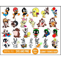 50 looney tunes bundle, trending svg, baby looney svg, taz svg, daffy svg, bugs svg, lola svg, tweety svg, sylvester svg