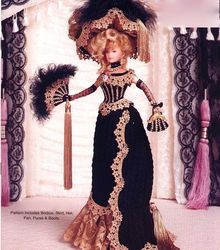 crochet pattern pdf- fashion doll barbie gown late 19th century-crochet vintage pattern-crochet blueprint-doll dress