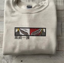 ichigo embroidered crewneck, bleach embroidered sweatshirt, inspired embroidered manga anime hoodie, unisex tshirt