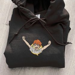 hinata embroidered crewneck, haikyuu embroidered sweatshirt, inspired embroidered manga anime hoodie, unisex tshirt