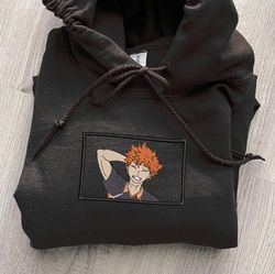 hinata embroidered crewneck, haikyuu embroidered sweatshirt, inspired embroidered manga anime hoodie, unisex tshirt