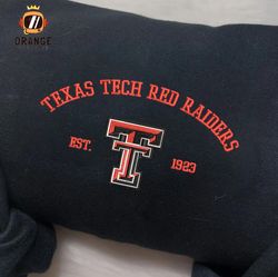 texas tech red raiders embroidered sweatshirt, ncaa embroidered shirt, texas tech embroidered hoodie, unisex t-shirt