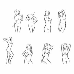 woman body art svg, female svg, female silhouette, naked woman line art svg, female body svg, line art woman svg,