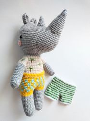 crochet toy amigurumi rhinoceros handmade soft toy baby gift