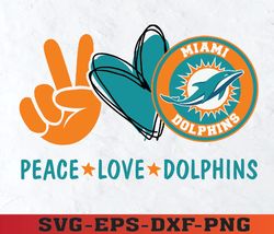 peace love with miami dolphins , svg,png,eps,dxf