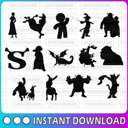 shrek silhouette svg shrek svg bundle shrek svg puss in boots cut file design vector icon svg jpg file cricut digital fi