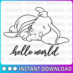 hello world baby svg, baby outfit svg, newborn svg,dumbo svg, elephant, first outfit, baby design, baby shower, silhouet