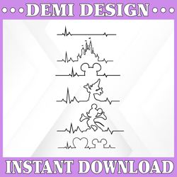 mickey mouse heartbeat svg, disney mickey mouse heartbeat cricut silhouette svg file instant download mickey mouse head