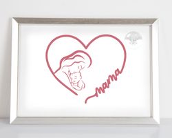 mama and baby heart embroidery design