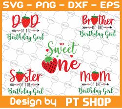 strawberry birthday family svg png, berry sweet birthday girl svg, birthday family svg, strawberry first birthday svg