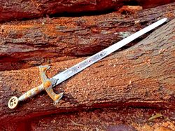 medieval knights templar sword with king arthur inspiration: a historical sword with leather sheath and cover