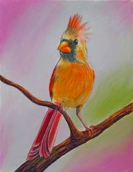 colourful bird illustration, original bird drawing, bird wall art, bird lovers, small bird hand painted, bird painting