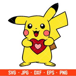 pikachu heart svg, love svg, valentines day svg, disney svg, cricut, silhouette vector cut file