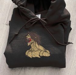 eren embroidered crewneck, attack on titan embroidered sweatshirt, inspired embroidered manga anime hoodie