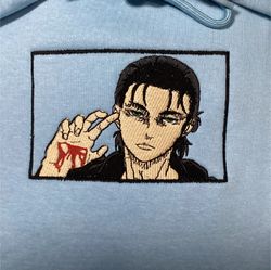 eren embroidered crewneck, attack on titan embroidered sweatshirt, inspired embroidered manga anime hoodie