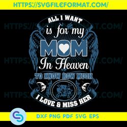 All I Want Is For My Mom In Heaven Svg, Family Svg, Mom Svg, Mother Svg, Mommy Svg, Mom Lovers Svg, In Heaven Svg,