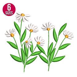 daisy flowers embroidery design, flower bunch, machine embroidery design, instant download