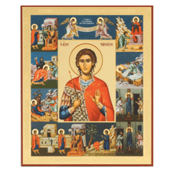Saint Phanourios, With Scenes From His Life | undefined St Fanourios, Byzantine Russian Art undefined | Size: 8 3/4"x7 1/4"