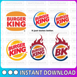 burger king logo bundle svg, png, jpg - ready to use, instant download, silhouette cutting files