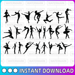 ballet dancer bundle pack -svg, png, dxf,eps - digital design illustration and silhouettes print ready. apparel design p