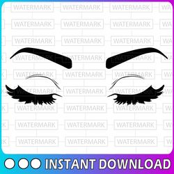 eyelashes svg png, eyebrows svg instant download woman eyelashes svg and png file, makeup svg digital download