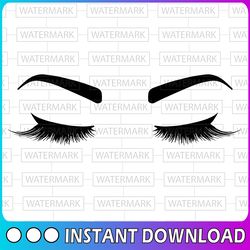 eyelashes svg file, eyebrows svg instant download woman eyelashes svg and png file, makeup svg