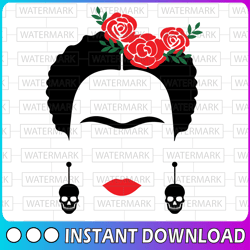 frida kahlo svg, frida svg, frida kahlo cut file, feminist svg, feminism svg, skull svg, female power svg, strong woman