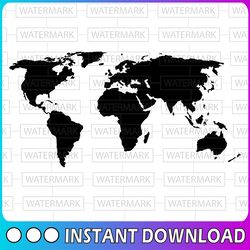 world map svg | world svg | travel svg world map clipart png cricut svg map dxf map cut file for silhouette continents s