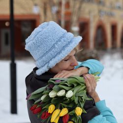 fluffy bucket hat, fluffy hat, boucle hat, blue bouquet hat, spring accessories, blue fur hat.