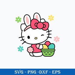 hello kitty easter svg, easter bunny svg, hello kitty svg, easter eggs svg png dxf eps digital file