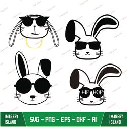cool bunny easter bundle, cool bunny svg, bunny for shirt , hiphop bunny svg , happy easter svg, bunny clipart